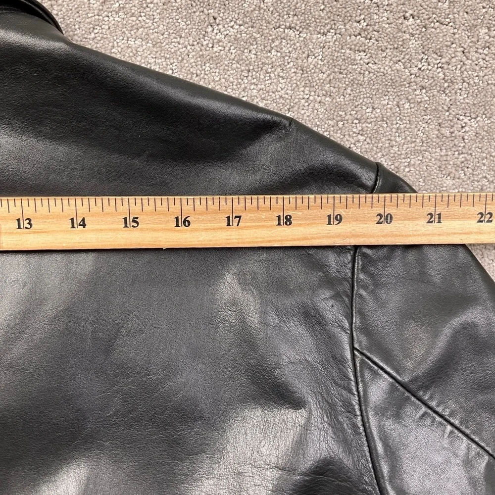 Banana Republic Leather Blazer Mens Large Black 3/2‎ Roll Button Classic Jacket